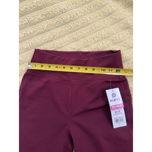 Women’s Burgundy Wine Maroon Flared Leg Popped Leggings Active Athletic Medium - Picture 8 of 9